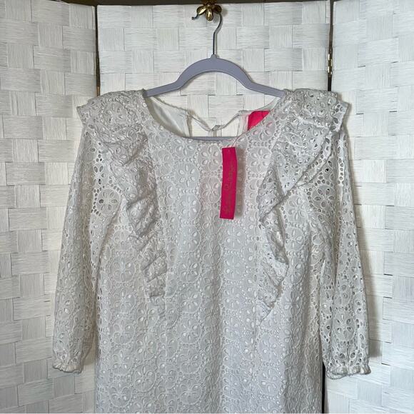 Lilly Pulitzer Primm Dress Size Small In Resort White Preppy Dainty Eyelet - Picture 4 of 13